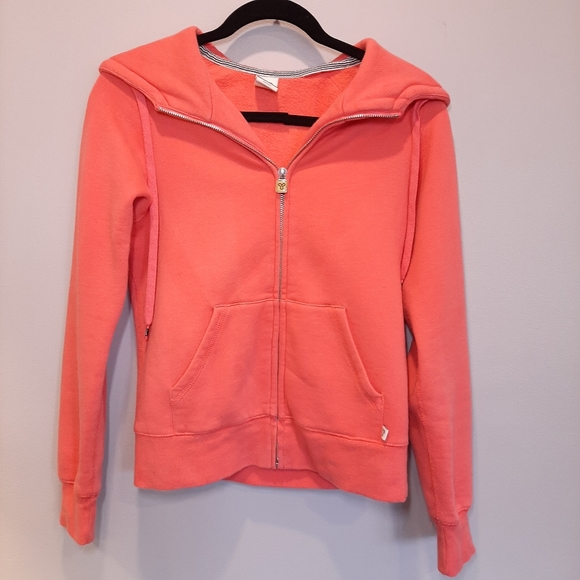 TNA Aritzia Full Zip Hoodie Sweatshirt Sweater Orange Embroidered Logo Fleece - Picture 12 of 14